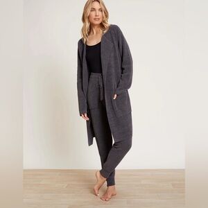 NWT. Barefoot Dreams Ultra Lite Wide Collar Long Jacket Cardigan in Carbon Sz L